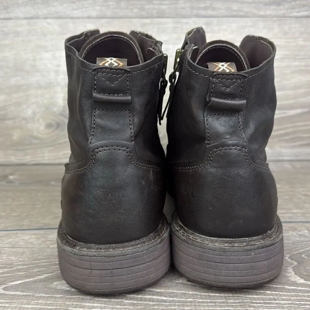 Ugg Morrison Men's Sz 14 Dark Stout Brown Leather Zip Wrap Around Lace-Up Boots